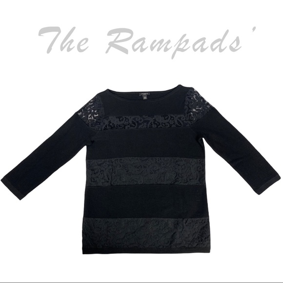 Ann Taylor Black Lace Blouse Size Petite Medium - Picture 5 of 7